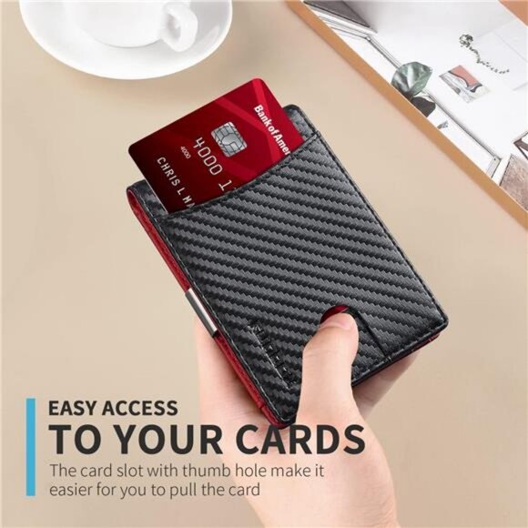 Mens Slim Money Clip Wallets RFID Blocking 11 Card Holder Minimalist Bifold - Picture 4 of 7